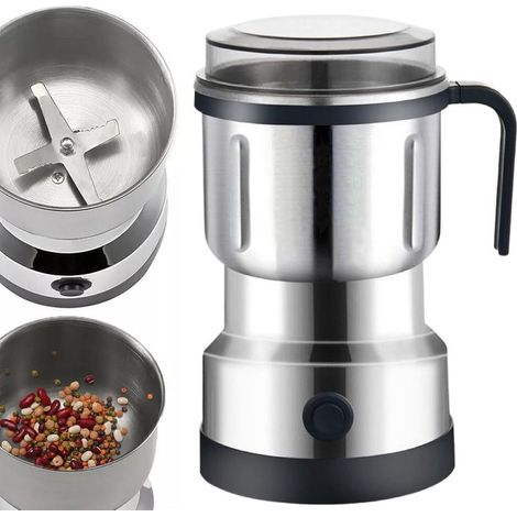 Professionelle elektrische Kaffeemühle aus Edelstahl, schnelles Mahlen, 500 ml, mit Deckel, Getreidemühle für den Hausgebrauch (Pfeffer, Leinsamen usw.).