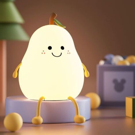 Veilleuse LED créative en forme de poire à 7 couleurs avec fonction minuterie, rechargeable par USB, adaptée aux cadeaux de vacances et aux chambres (1/4)