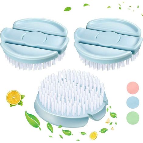 Brosse de lavage de légumes et de fruits incurvée en section transversale, ustensiles de cuisine créatifs, brosse de nettoyage en plastique couleur bonbon (1/5)