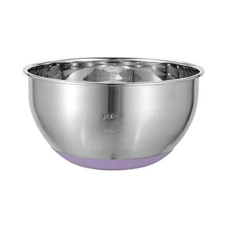 Saladier Inox Bol à Mélanger en Acier Inoxydable Base en Silicone Antidérapante Bol de Cuisine, 28cm (1/5)