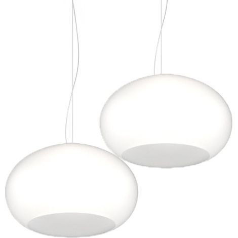 Lampadario 2 luci vetro soffiato bianco top light casper 1218 s2 s42 bi e27 led (1/5)