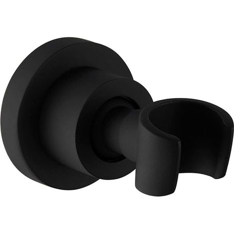 Schwarzer Duschhalter Edelstahl-Duschkopfhalter Wandhalterung 360° drehbarer Handbrausehalter Duschkopfhalter, rund (1/5)