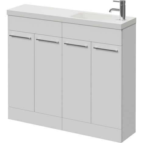 Napoli 250 Gloss White 1000mm 4 Door Vanity Unit with Round Silvo Basin - 1000mm - Chrome 160mm Handle