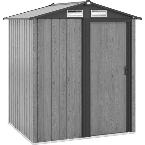 Abri de jardin porte Attrezzi en Acciaio et Tetto Inclinato e 4 Prese d'Aria, 152x132x188 cm, gris (1/5)