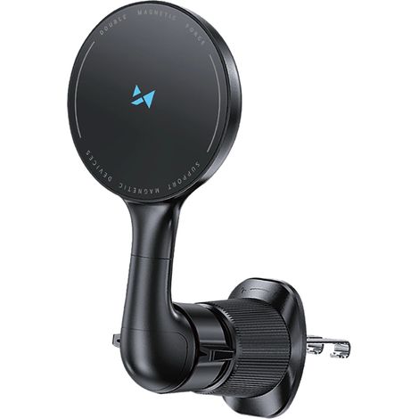 Soporte para coche Wozinsky WCT5-6S4Y con cargador inductivo Qi/MagSafe de 15 W para rejilla de ventilación - Negro