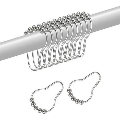 FENOPLASTICA Duschvorhanghaken – Set mit 24 rostfreien Edelstahlringen, ideal fürs Badezimmer (1/5)