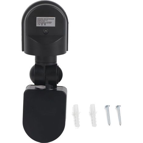 110V-240V, Light Adjustable PIR Infrared Body Motion Sensor, Bulb Switch, Black, 180° Detection Angle, 6x8x20cm (1/5)