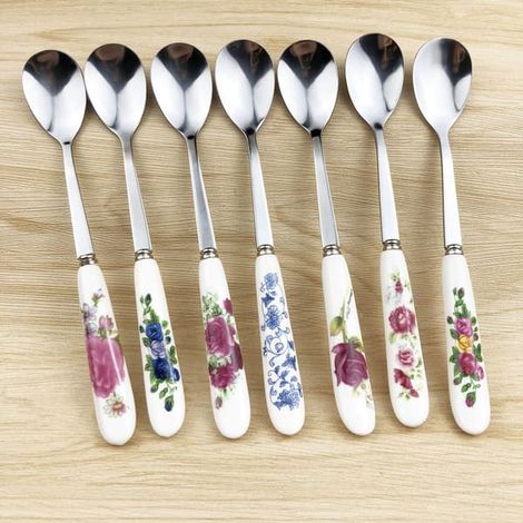 7 pcs stainless steel teaspoons - teaspoons for tea service Small spoons for tea cups Sweet spoons Small teaspoons (1/4)