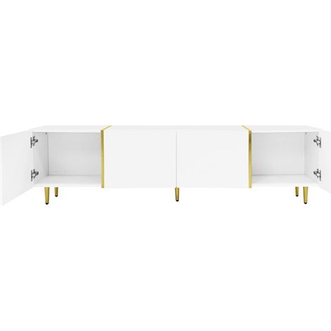 Ensemble moderne blanc brillant: meuble TV et table basse (1/5)