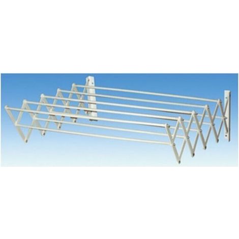 Séchoir à linge mural pliable en accordéon - Pour sécher à l'air libre les vêtements et serviettes mouillés - 60 cm - 5 barres (1/5)