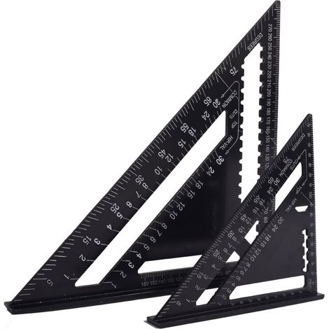 royaluxe - Equerre Menuisier Multifonctions 18cm et 30cm, Triangle Métal Aluminium Règle Équerre Trusquin Guide Raporteur Angle 45 90 Degres/Outillage Charpentier/Outil Traçage Guidage Menuiserie Bois (1/4)