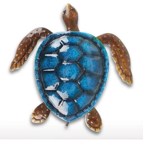 Décoration murale en métal - Tortue de mer - Sculpture murale - Pour l'intérieur et l'extérieur - Pour salle de bain et jardin (1/3)