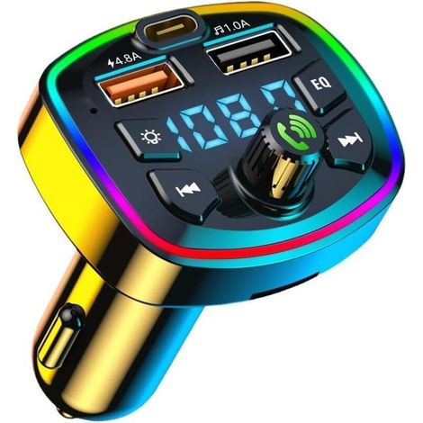 Transmisor FM Bluetooth para coche, adaptador de radio para reproductor MP3, carga rápida desde el encendedor, accesorio de música para coche, kit transmisor USB de 4,8 A, llamadas manos libres, compa (1/4)