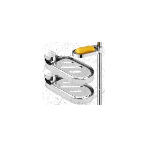 Set di 2 portasapone per asta doccia, porta spugna a parete, vassoio salvasapone, mensola regolabile per asta doccia con foro da 25 mm di diametro - Crezuo
