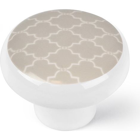Pomo de porcelana crema, dimensiones: 40x40x31mm Ø: 40mm - (1/5)