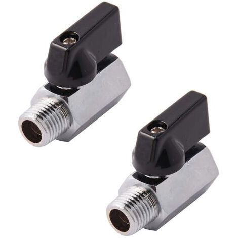 BUNTHAUS lot de 2 1/4\" Brass Mini Ball Valve NPT Female x Male Shut Off Valve (1/3)