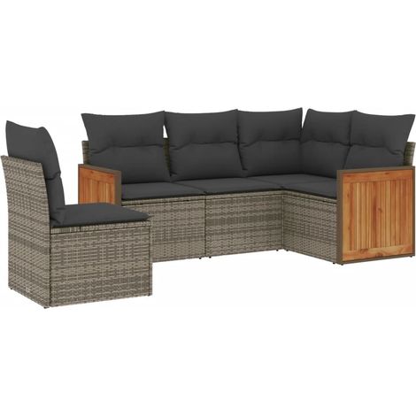 Maison Exclusive - 5-tlg. Garten-Sofagarnitur mit Kissen Grau Pol