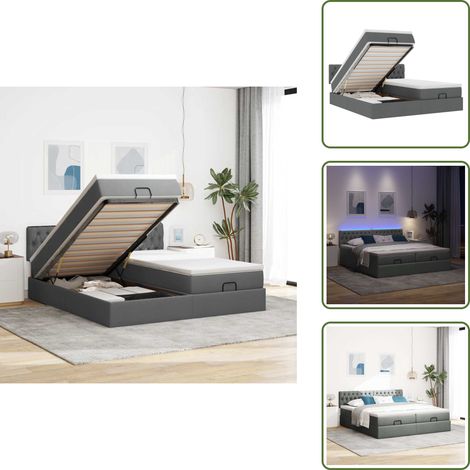 Coprimaterasso lavabile - vidaXL Struttura Letto Pouf con Materassi 180x200 cm in Tessuto - Luci a LED