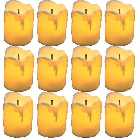 Bougie chauffe-plat LED à piles, bougie LED sans flamme, bougie de vote à effet coulant, bougie décorative citrouille pour Noël et Halloween (1,5 po x 2 po, lot de 12) (1/5)