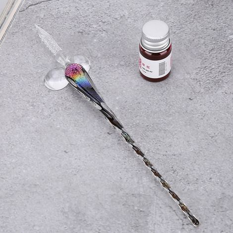 Kristall-Sternenhimmel-Glasfederhalter-Set mit Tintenhalter (1/5)