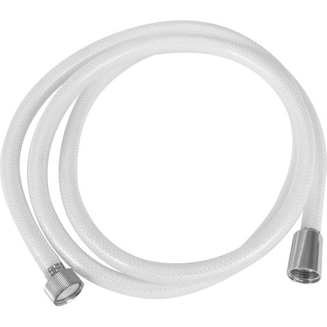 Flexible de douche universel Mod.9902 en PVC renforcé blanc Longueur : 1,75 m Tuyau long pour douches encastrées ou baignoires Léger et résistant (1/5)
