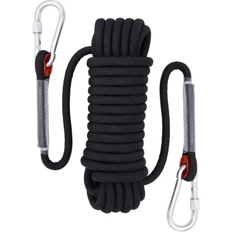 [JAMAIS UTILISÉ]Corde escalade Corde d'escalade, diamètre 12 mm, Accessoires de randonnée, Corde de sécurité haute résistance (30 m noir) (1/4)