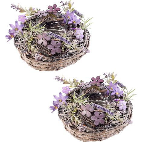 Set 2 Centrotavola con Portacandela Stile Lavanda 16 cm (1/5)