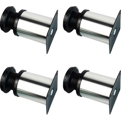 JSSEVN - 4x Adjustable Furniture Feet - Chrome Metal - Adjustable Height (Total: 50mm) (1/5)