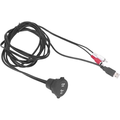 Kit de câbles USB 3.0 mâle-femelle 1,8m + adaptateur 2 RCA vers jack 3,5mm femelle pour tableau de bord moto/voiture (1/5)