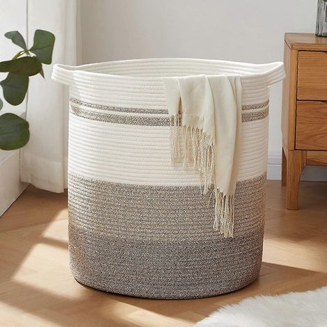 Panier à linge de 80 L avec poignée, panier de rangement tressé (1/5)