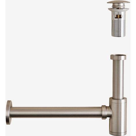 Set sifone lavello Bibur in acciaio inox e valvola di scarico per lavello tipo Click-Clack Orveta SKLUM (1/5)