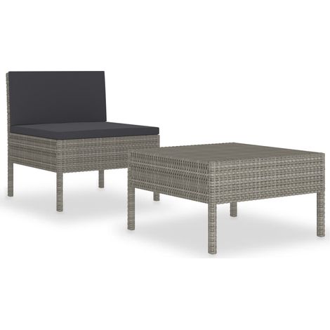 Maison Exclusive - 2-tlg. Garten-Lounge-Set mit Auflagen Poly Rat