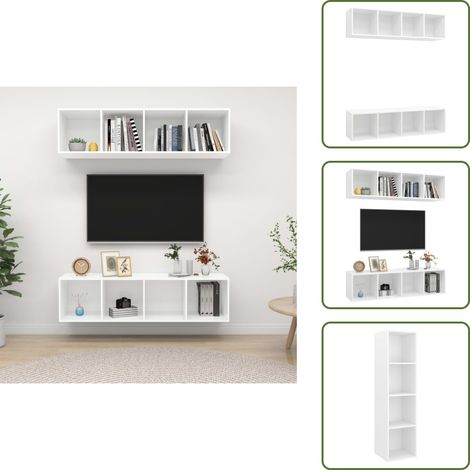 Muebles de salón - vidaXL Muebles de salón de pared 2 uds madera ingeniería blanco - Armario de pared