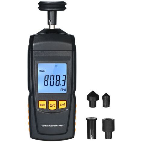 Tachymètre Tachymètre numérique Tachymètre de moteur de contact portable Compteur de vitesse LCD Tach RPM Teste Machine électrique Compteur de vitesse de rotation pour la fabrication de voitures à mot (1/5)
