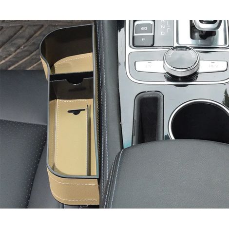 (Cuir beige gauche) Poche de rangement pour siège auto Hummer H1 H2 H3, organisateur de siège, boîte de rangement pour fente, rangement intérieur de voiture (1/5)