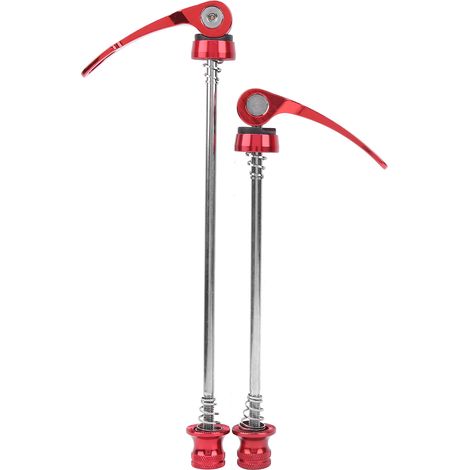 2 Pièces Axe Rapide Vélo avec Levier, Freinage Rapide pour VTT et Vélo de Route, Roue Avant Arrière, Rouge (1/5)