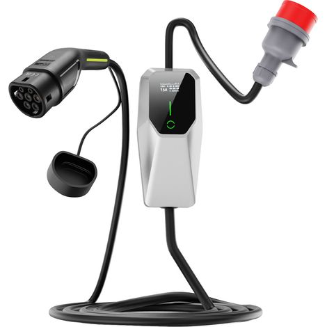 Station de charge mobile 11kW standard européenne, Pile de recharge portable EV 16A IP54 câble 5m, chargeur véhicule électrique maison extérieur (1/5)