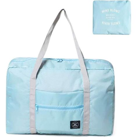 Sac à main à bandoulière pliable léger et imperméable (bleu),