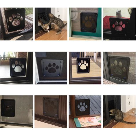 Porte moustiquaire pour animaux de compagnie, coulissante avec rabat magnétique, verrouillage automatique pour petits chats et chiens (1/5)