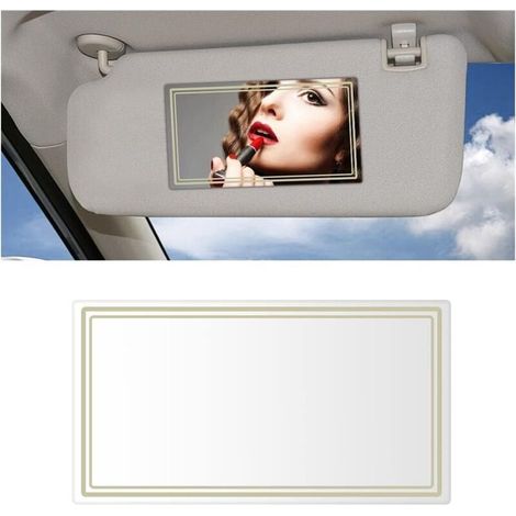 Miroir Décoratif Pare Soleil En Acier Inoxydable pour Pare Soleil Chambre Salle de Bain, Miroir de Courtoisie de Pare Soleil, Miroir Maquillage Voiture Cosmétique Décoratif(Rectangulaire)