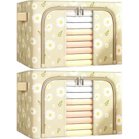 Daisy foldable storage bag with transparent window for clothes and bedding (size: 24 L), 2 pieces (1/5)