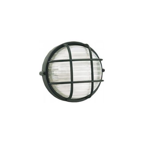 Lámpara de techo de aluminio fundido con difusor de vidrio estampado - Altura de la lámpara: 155mm - IP54 negro (1/2)