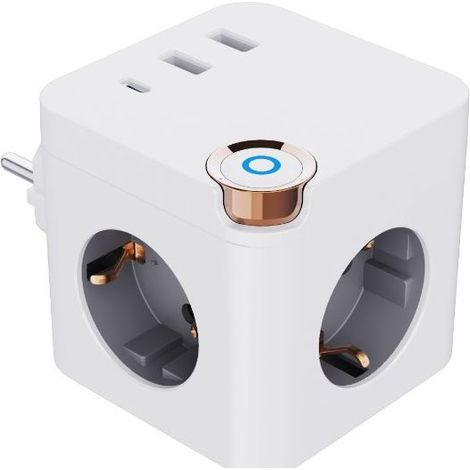 Multiprise — Avec interrupteur, 2 prises + Type-C + USB — Adaptateur secteur mural multi-prises (1/2)