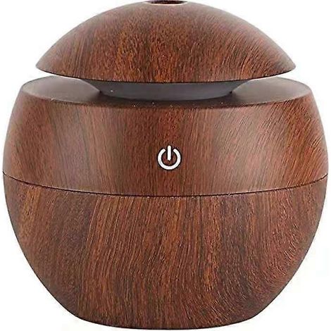 1 mini humidificateur d'air électrique rond Wood Humidifire Air, diffuseur d'huiles essentielles, humidificateur ultrasonique de bureau (version européenne), idéal pour la décoration. (1/5)