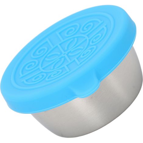 Lot de 2 gobelets condiments inox 50ml avec couvercle bleu, étanches et portables, idéaux pour sauces, salons de beauté, acier inoxydable 304 (1/5)