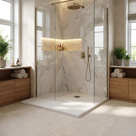 Piatto doccia in resina colore bianco 90x90 cm con griglia e piletta – Showey