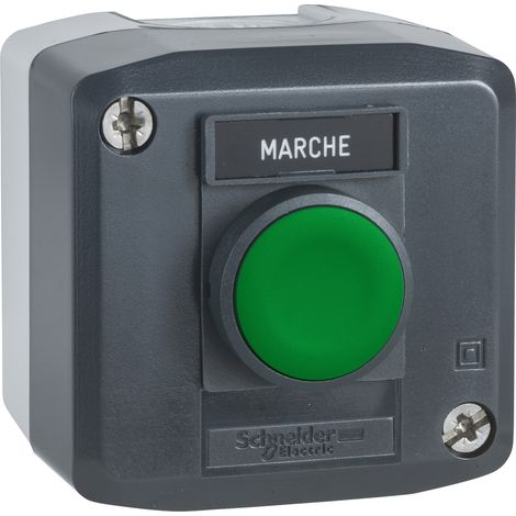 Harmony XAL - boite 1 bouton poussoir affleur vert Ø22 - 1F - étiquet 'MARCHE'