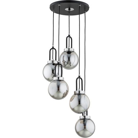 Lampada a sospensione Atori Alfa 5 luci E14 nero/cromo