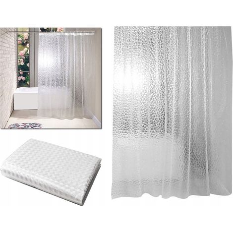 WASSERDICHTER BADEZIMMER-DUSCHVORHANG MIT 3D-EFFEKT-HAKEN 180x200 AG655A