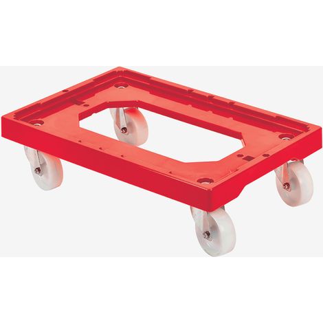 Socle rouleur 4 roues pivotantes - chape acier - rouge - Gilac